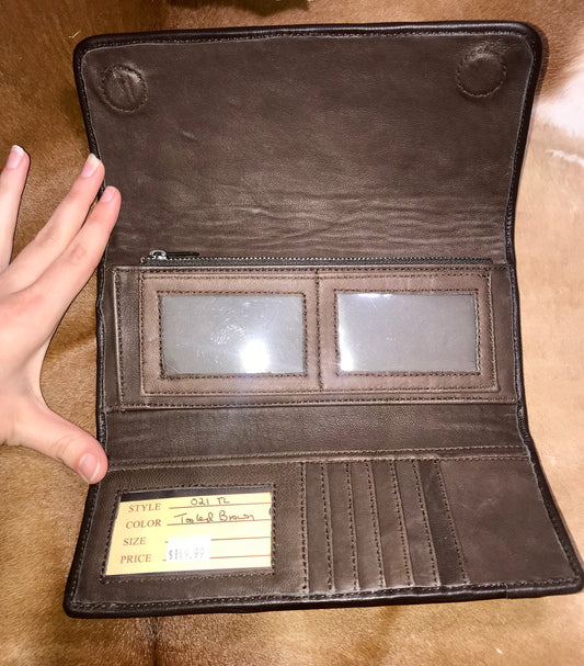 Ole Juan Brown Tooled Leather Wallet - Ny Texas Style Boutique