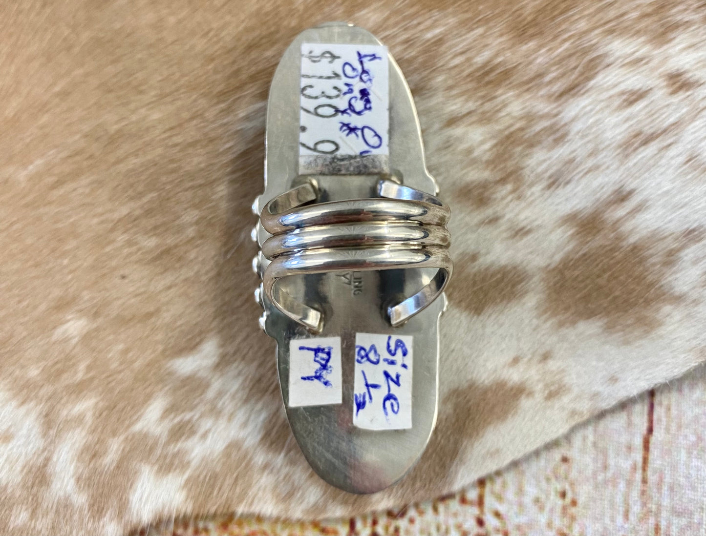 Large sterling silver onyx single stone Native made statement size 8.5 ring. Stamped sterling and signed PY by Native American artist silversmith Phillip Yazzie. The perfect piece to add to anyone's jewelry collection. Size: 2 1/4” inches length x 1” inch width Ring Size: 8.5 Signed: YES "PY" Hallmark/Artist: Phillip Yazzie Stone: Onyx