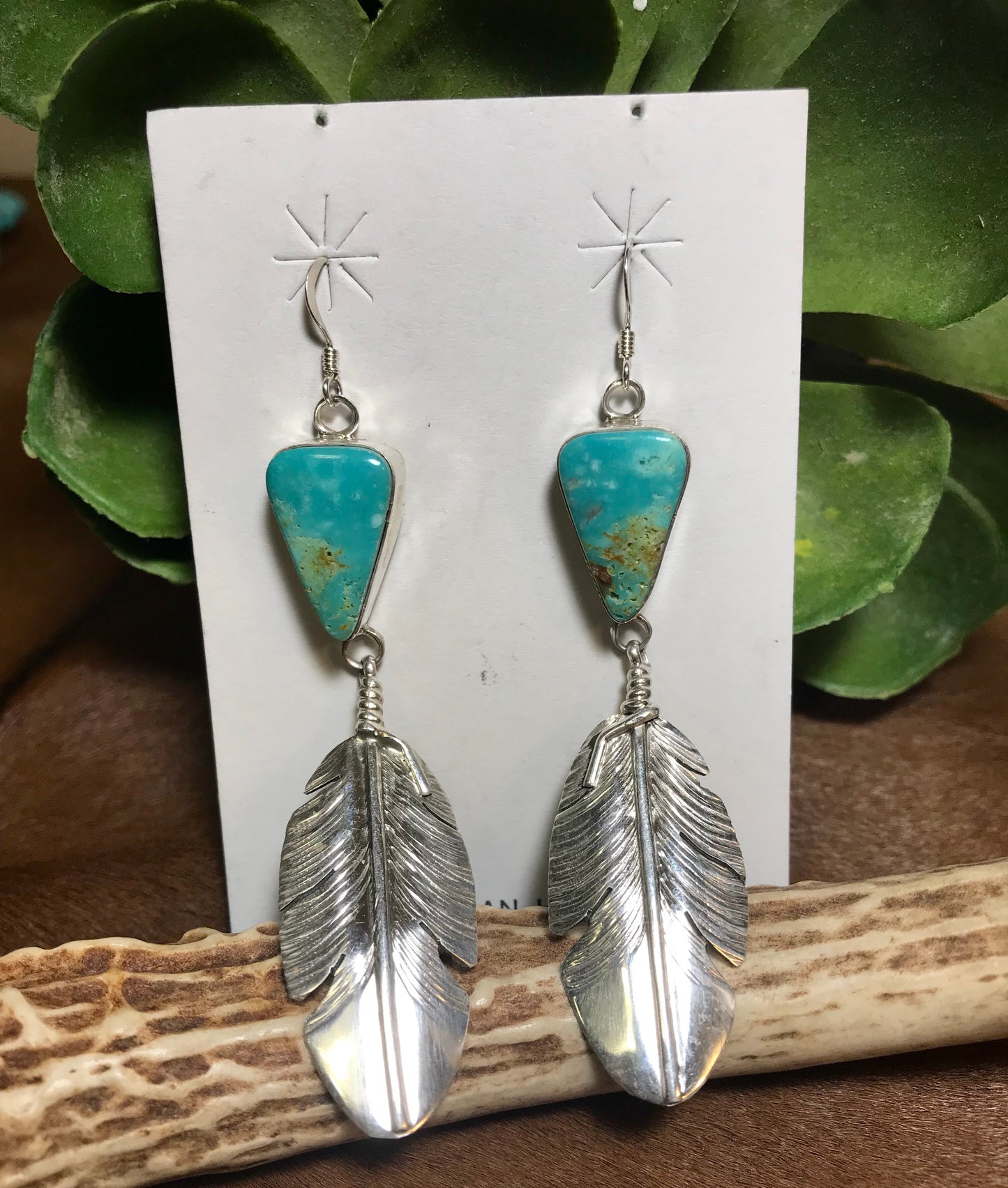 Fringin’ Feather Turquoise Earrings - Ny Texas Style Boutique