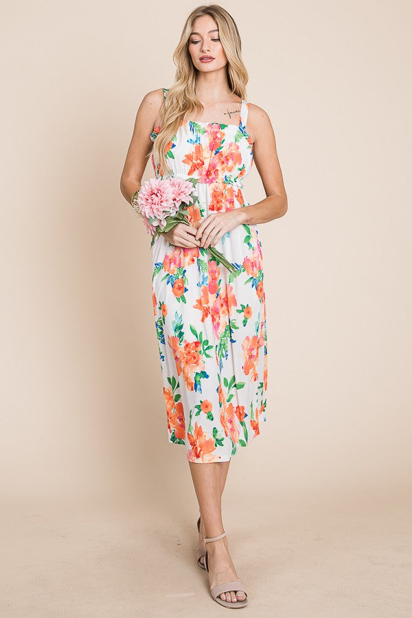 Floral Sleeveless Midi Dress