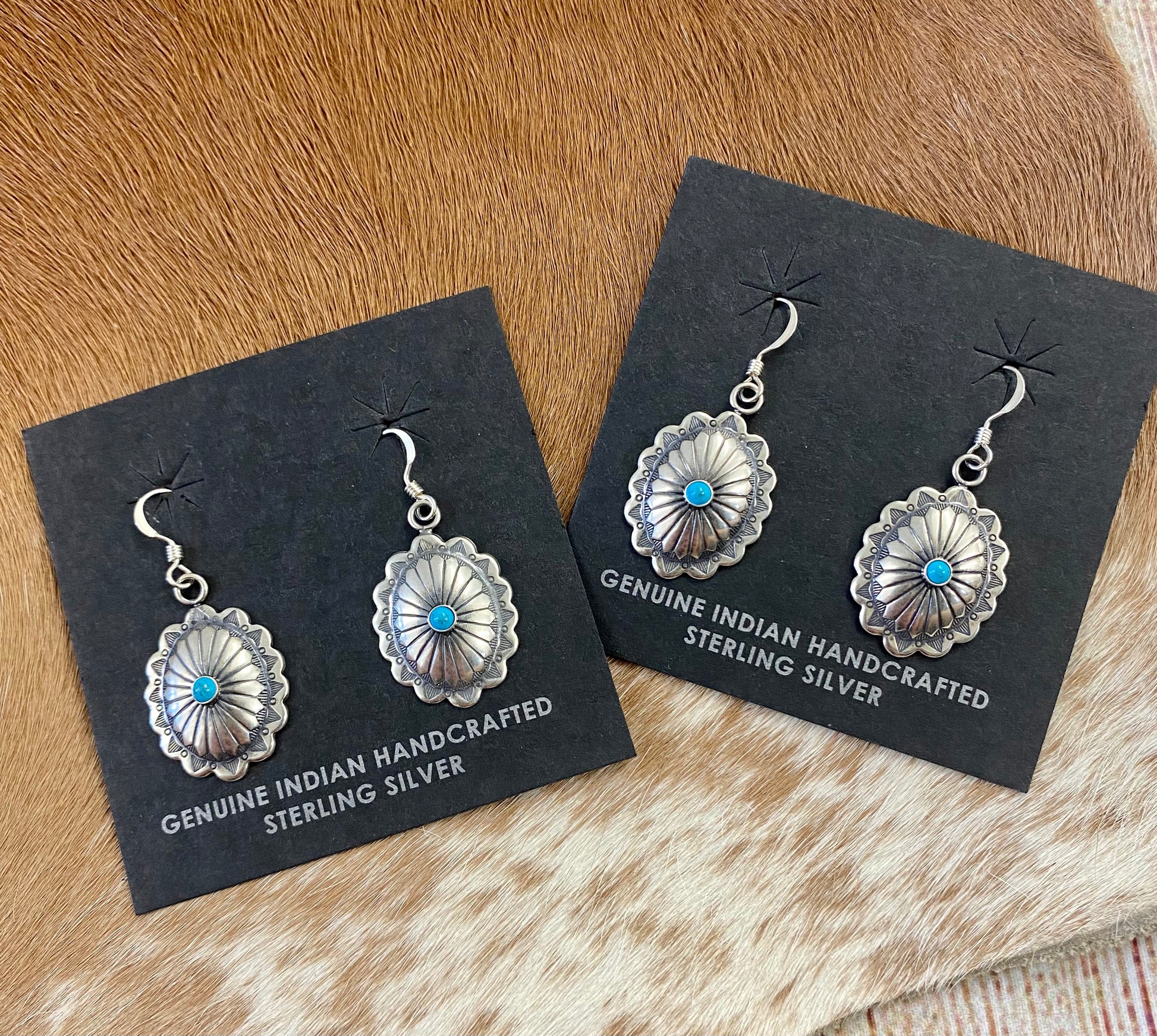 Turquoise concho earrings deals