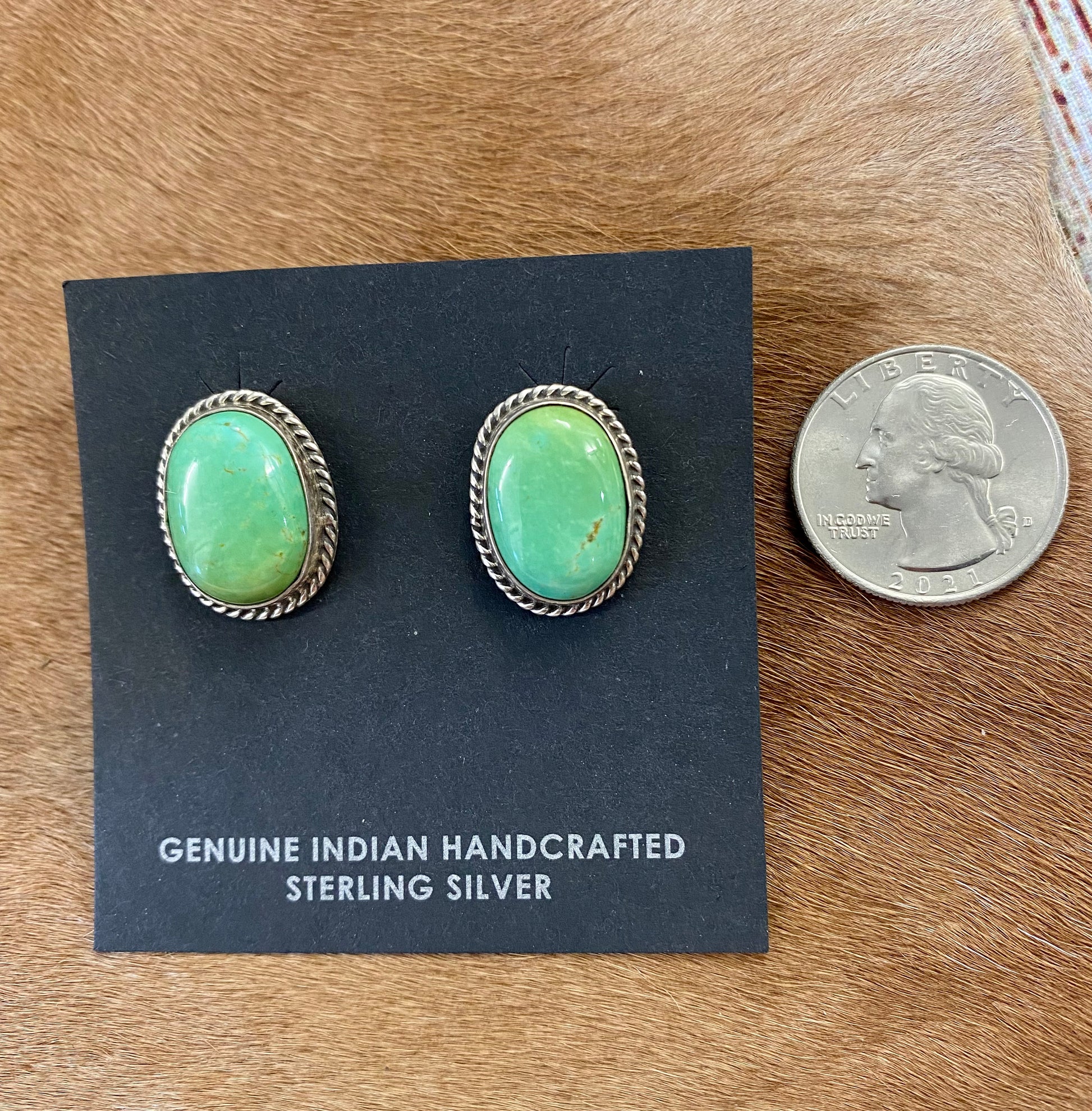 Green Turquoise Stud Earrings