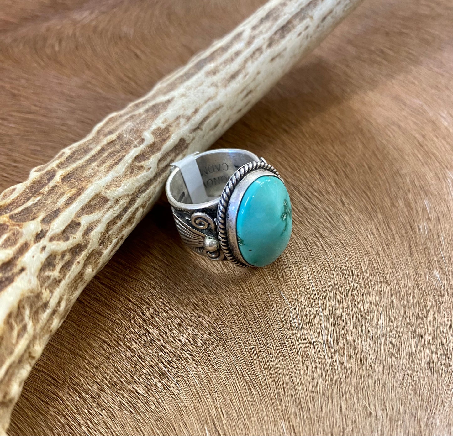 Turquoise Oval Ring (Size 6.5) By Donovan Cadman