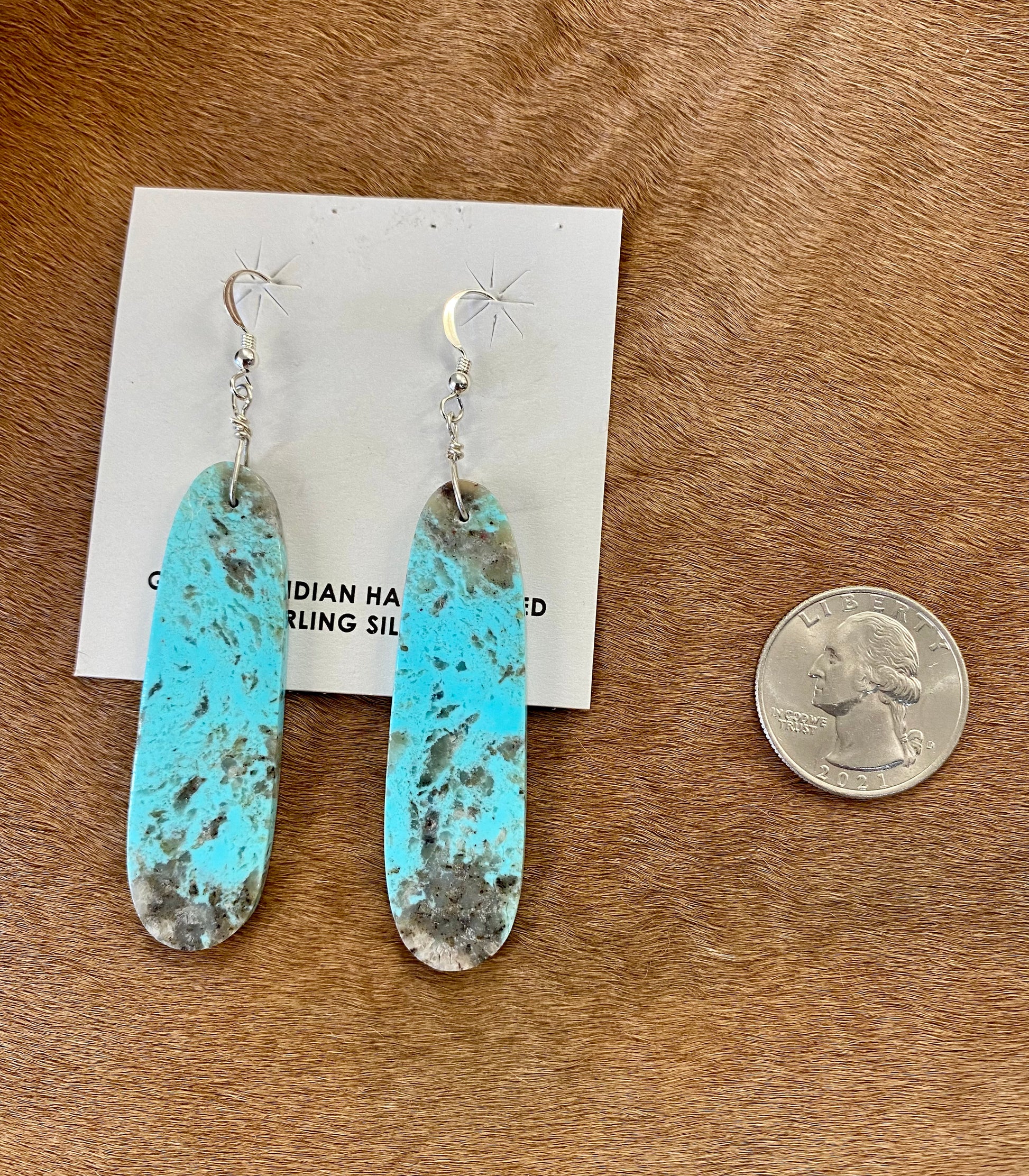 turquoise slab earrings