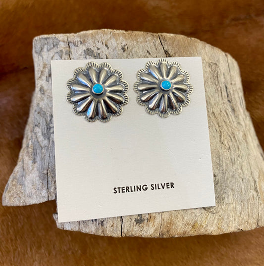 Turquoise Flower Stud Earrings
