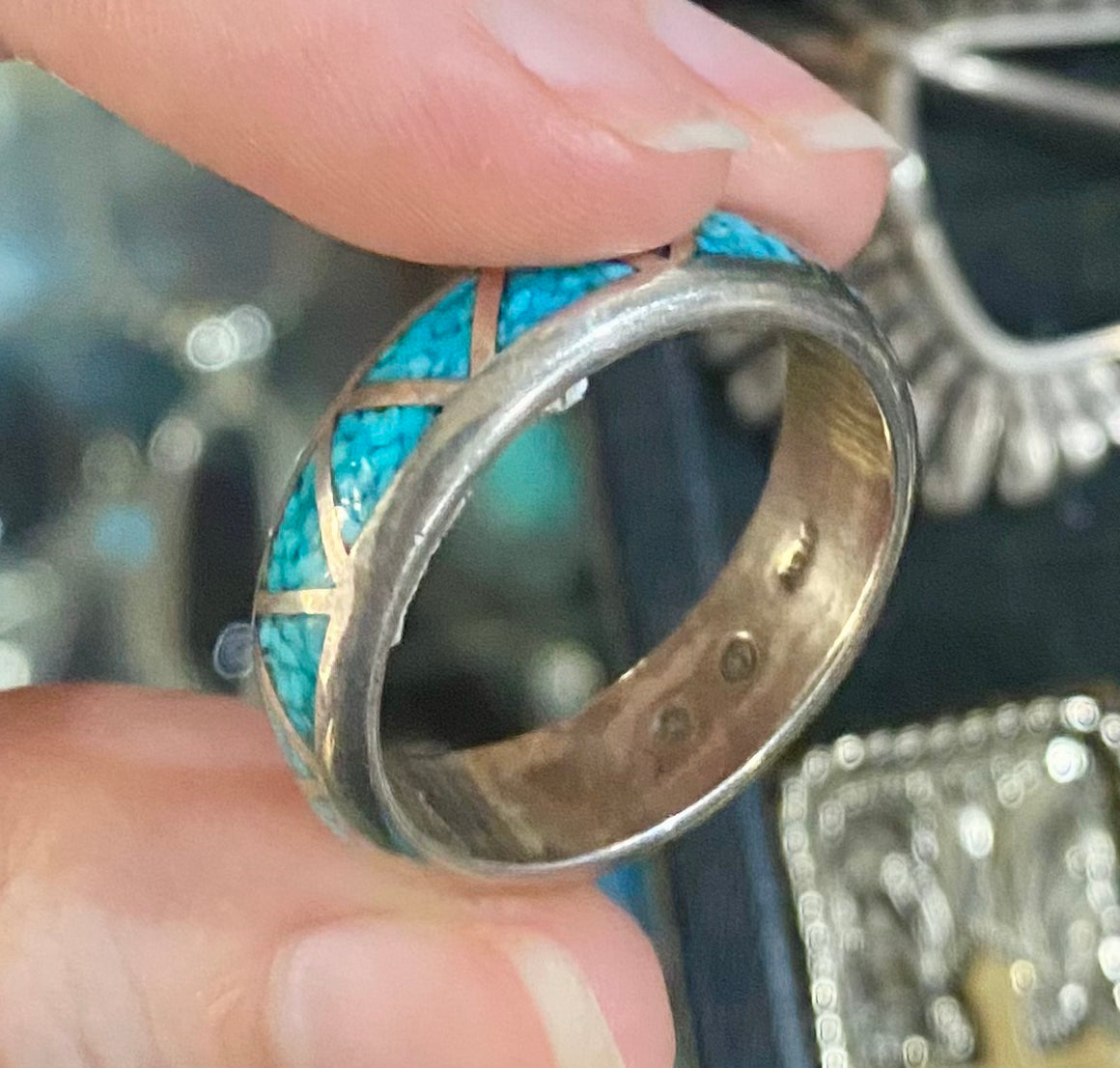 Turquoise Inlay Ring Sterling