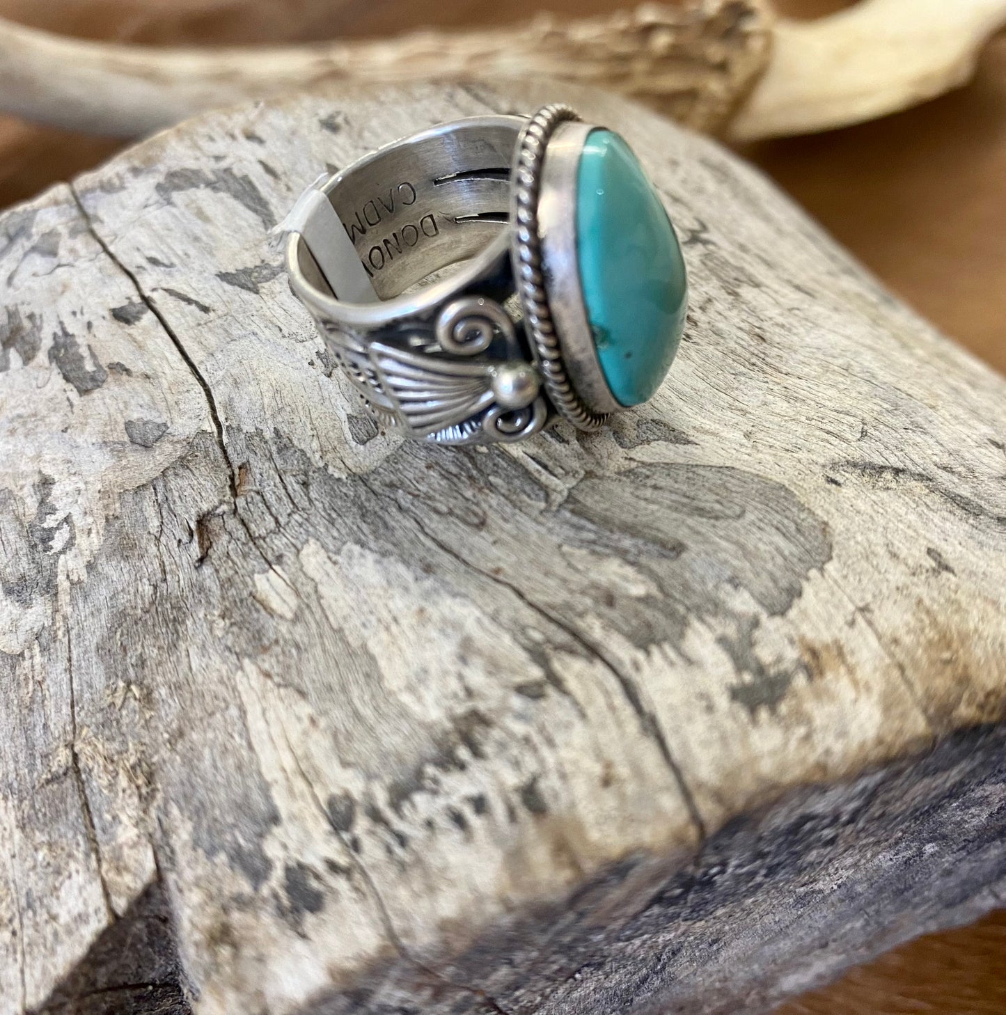 Turquoise Oval Ring (Size 6.5) By Donovan Cadman