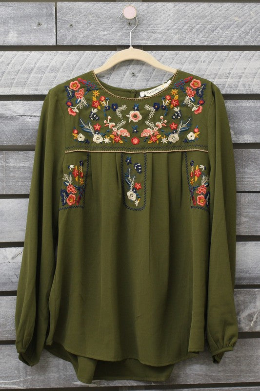 The Rio Rancho Olive Blouse