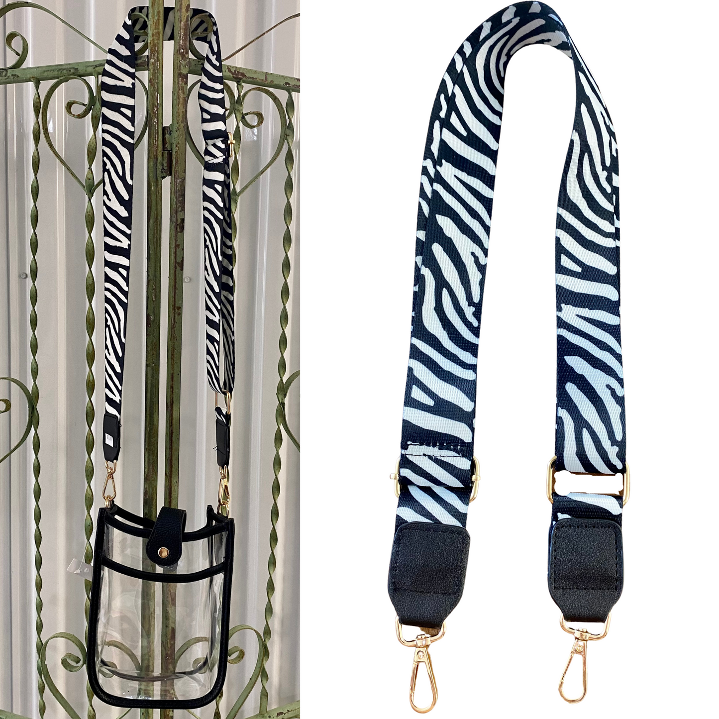 Change the look of any purse! These stylish guitar style strap adds a pop of color and fashion to any bag, big or small. Adjustable down to 29 inches for a belt bag, or 52 inches at its longest length for a crossbody strap. The newest trend in handbags, at a fraction of the designer price! The Zebra Adjustable Purse Strap