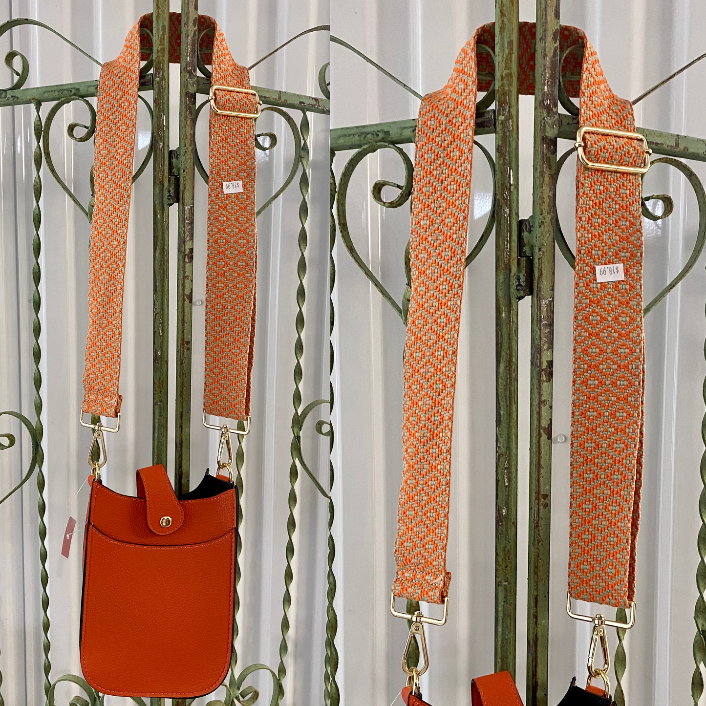 Change the look of any purse! These stylish guitar style strap adds a pop of color and fashion to any bag, big or small. Adjustable down to 29 inches for a belt bag, or 52 inches at its longest length for a crossbody strap. The newest trend in handbags, at a fraction of the designer price!The Orange Pattern Adjustable Purse Strap Crossbody, Shoulder Belt Bag