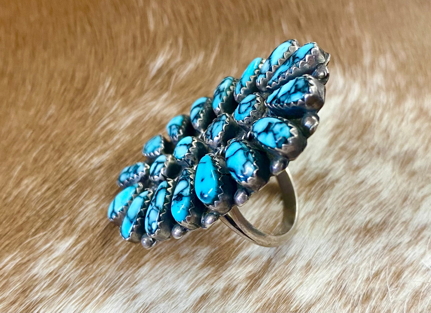 The Clyde Turquoise Cluster Ring (Size 9) By Louise Morgan