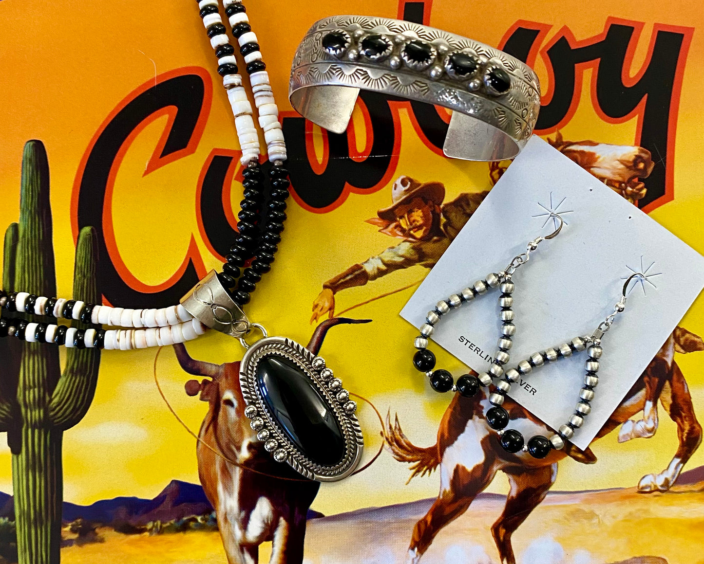 The Josephine Black Onyx & Navajo Pearl Earrings