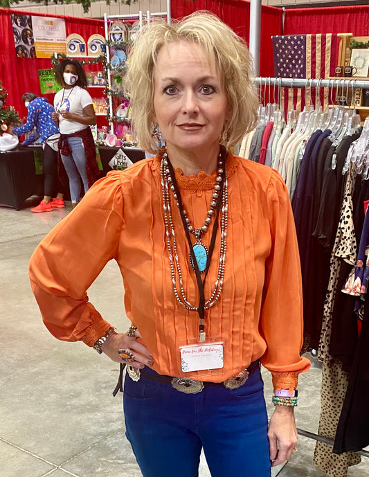 The Neely Orange Blouse - NY Texas Style Boutique