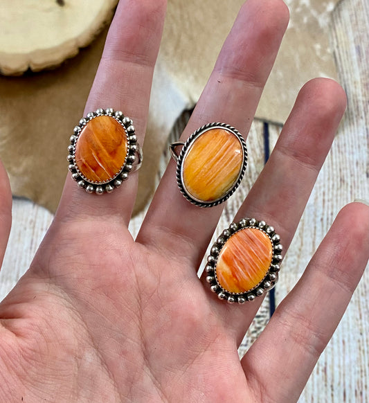 The Olsen Orange Spiny Ring (Size 8)