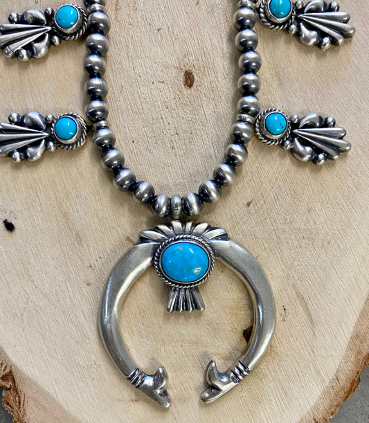 The Ringo Turquoise Squash Blossom Necklace By Running Bear