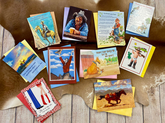 A collection of five western themed greeting cards mix and matched together for a variety of occasions. The perfect cards to have on hand for your next occasion! These are unique and will add the perfect touch to any gift. Western Themed Greeting Cards Bundle | Birthday, Wedding. Anniversary, Thank You