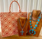 The Anglo Coral Geometric Patterned Large Tote BagPerfect for summer coral color geometric patterned tote bag. The essential beach and vacation tote purse that will keep you stylish and kept together. Size : 14" X 6" X 11.5"Material : 100% Polyester The Anglo Coral Geometric Patterned Large Tote Bag Summer beach bag - Large printed tote - Colorful large purse