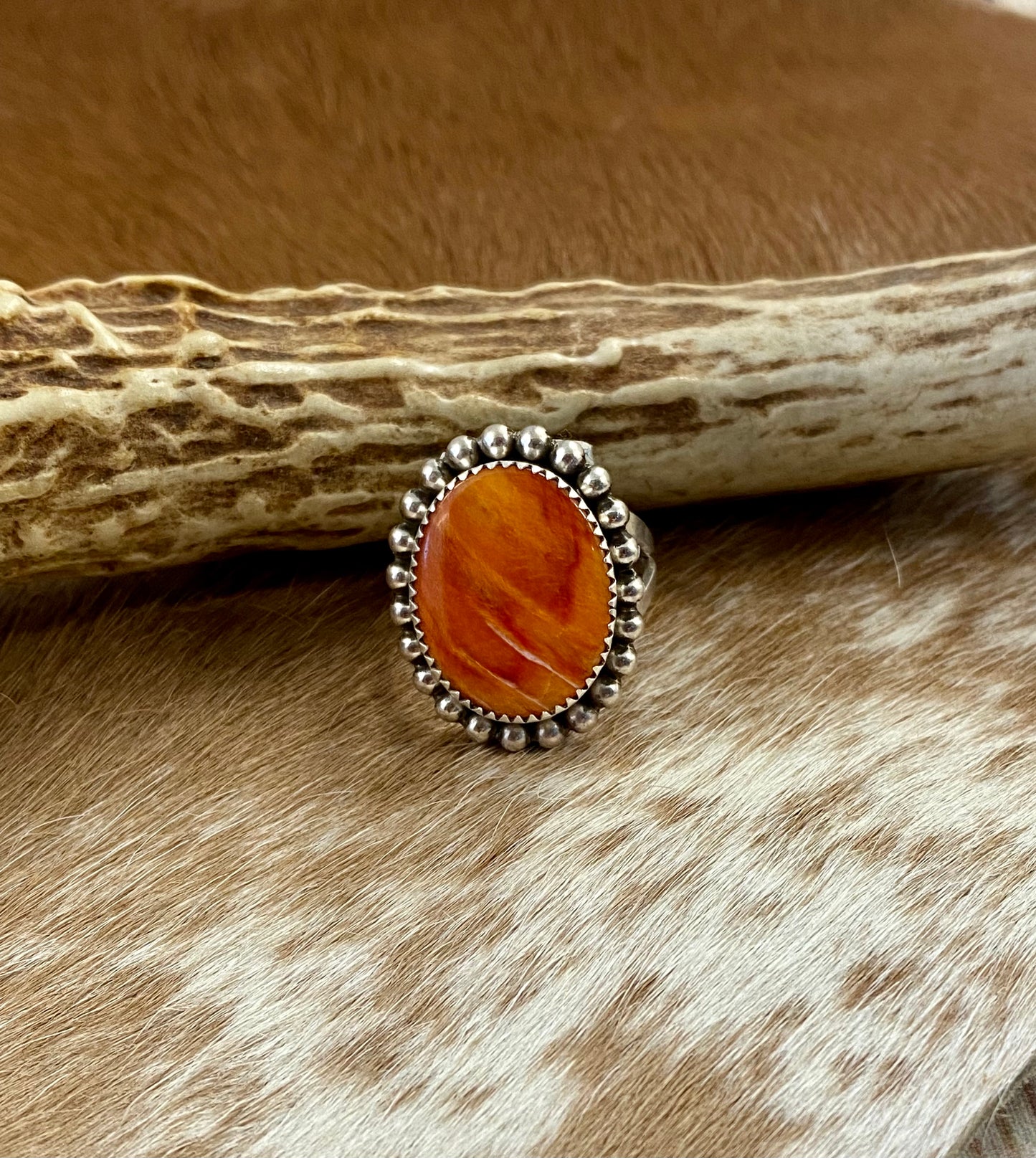 The Octavia Orange Spiny Ring (Size 7)