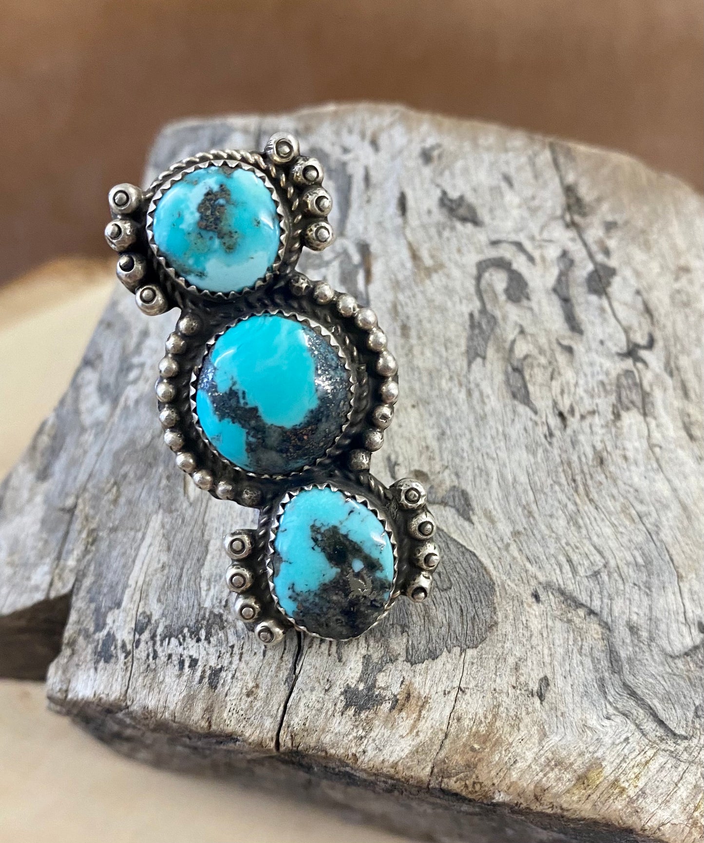 The Triple Stone Turquoise Ring (Size 8.5)