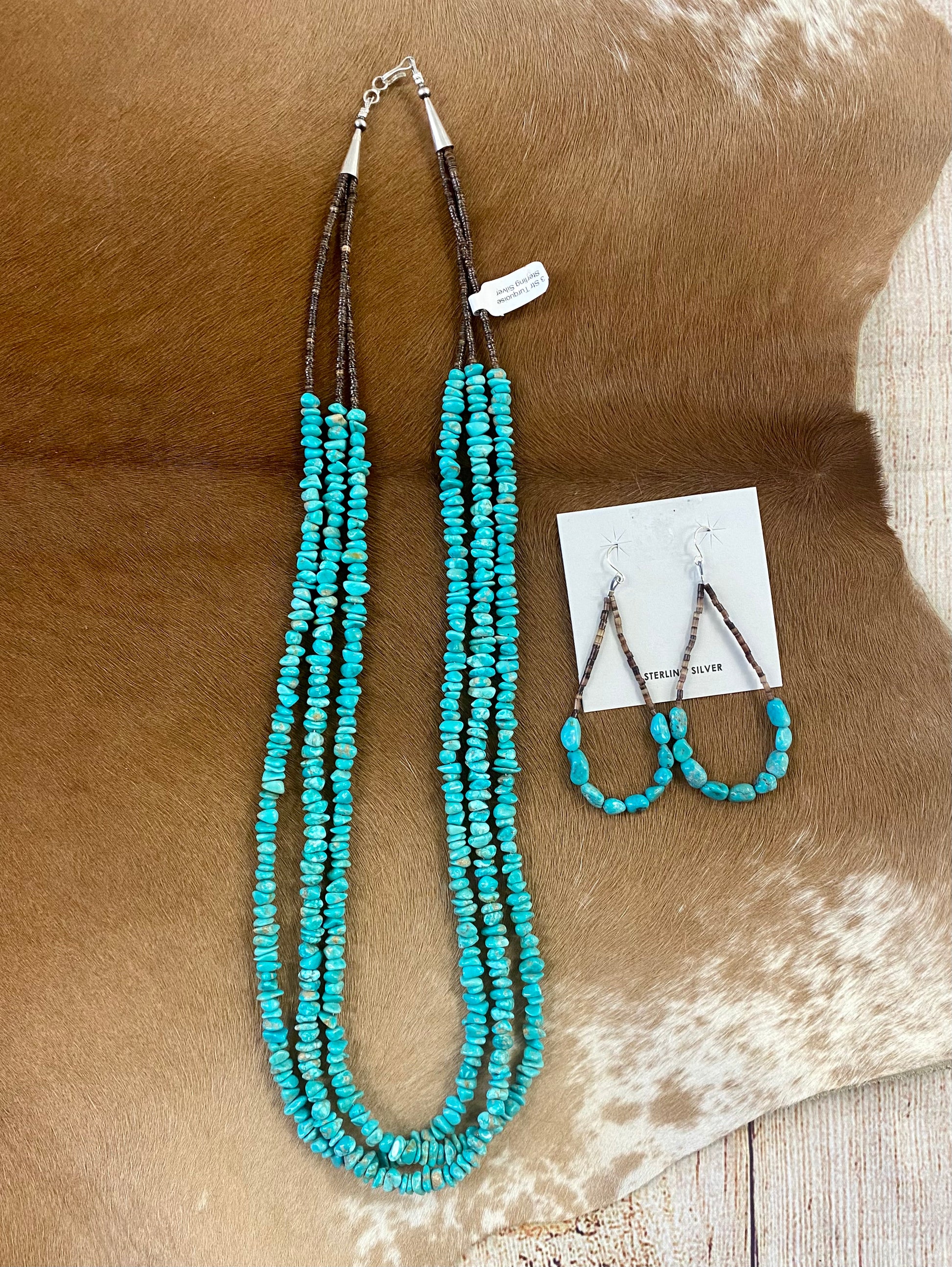 This handmade 25” inches long length necklace is an absolute beauty. A stunning three-strand turquoise beaded necklace with brown heishi beads. Layer it or wear it alone or add a pendant to keep your look totally unique. The perfect dainty layering piece! Simple, yet striking!   Size: 25” Inches Length   Stone: Turquoise 