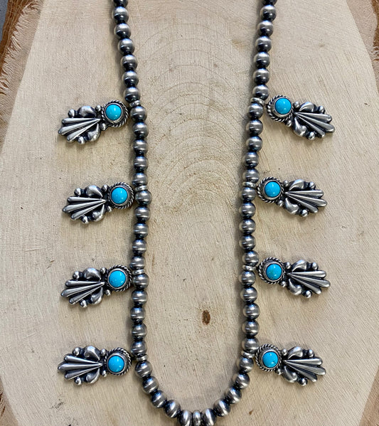 The Ringo Turquoise Squash Blossom Necklace By Running Bear