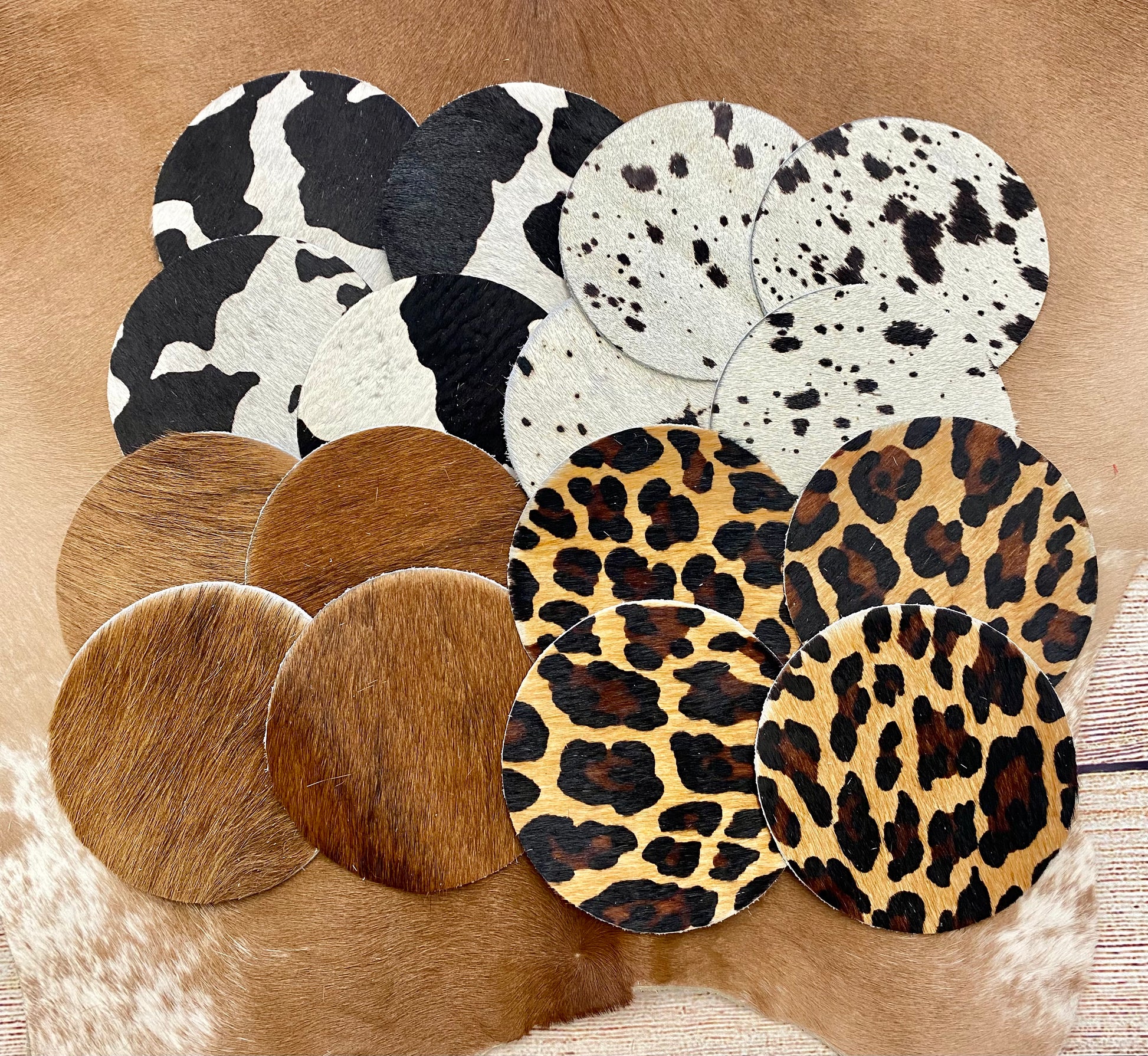 Branded Cowhide Coasters, Cowhide Decor