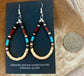 Beautiful turquoise, jet and heishi beaded teardrop sterling silver earrings. Made by talented Native American artist and silversmith Ella Mae Garcia.   Size: 2” Inches length x 1” inch width 