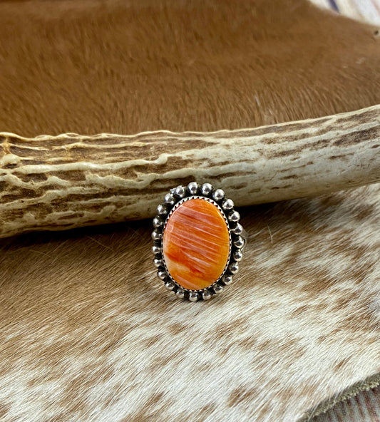 The Olsen Orange Spiny Ring (Size 8)