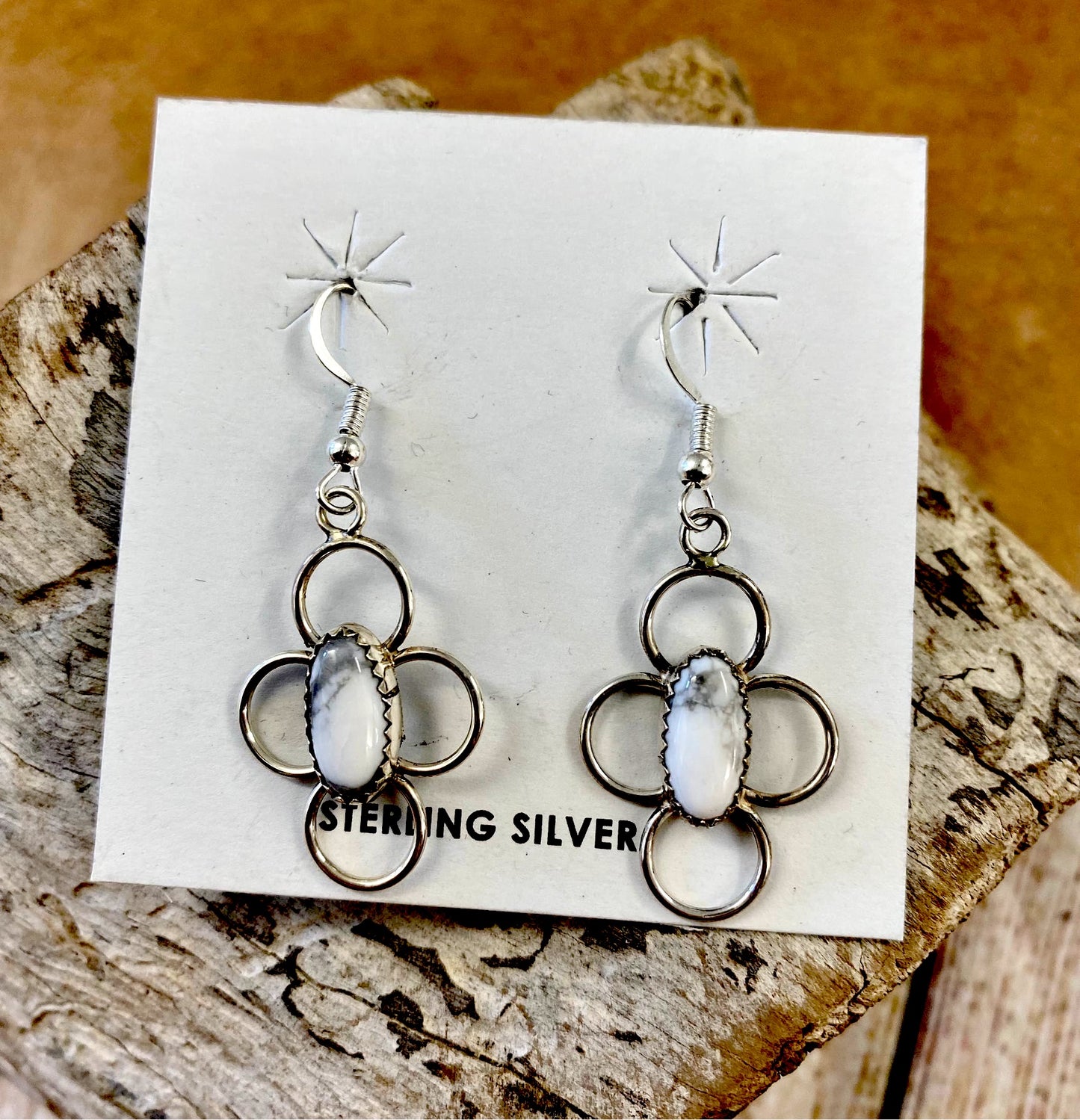 The Barb White Silver Earrings