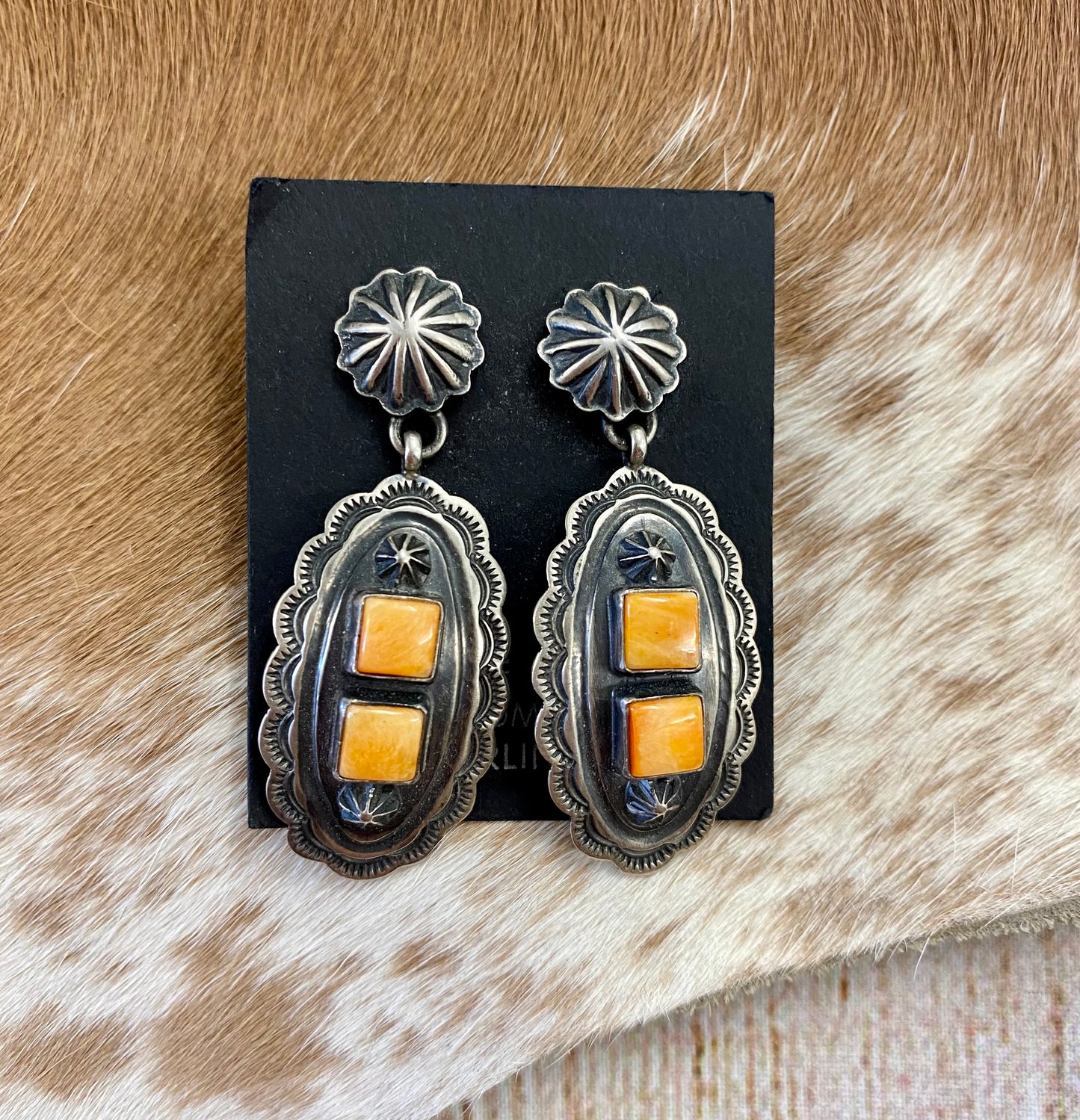 The Laney Orange Spiny Earrings By Darrell Cadman