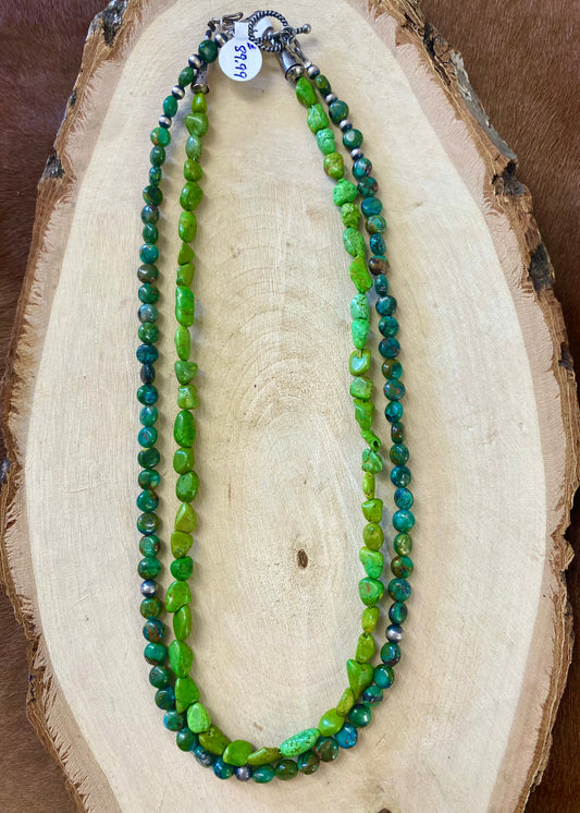 Authentic light green turquoise sterling silver 18” inch length beaded single strand necklace with hook clasp. The perfect piece of jewelry to add to your jewelry collection. Wear alone or layered with other necklaces. Add a pendant for a different look. This necklace will be a wonderful gift to a loved one or yourself! 