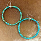 Stunning lightweight fun simple sterling silver turquoise Native made hoop earrings. The perfect everyday or dress up earrings.   Size: 2.25” inches length x 2.25” Inches width   Stone: Turquoise 
