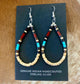 Beautiful turquoise, jet and heishi beaded teardrop sterling silver earrings. Made by talented Native American artist and silversmith Ella Mae Garcia.   Size: 2” Inches length x 1” inch width 