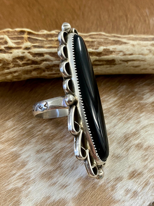 The Gretchen Onyx Ring (Size 9 3/4) By Ronnie Martinez - NY Texas Style Boutique 