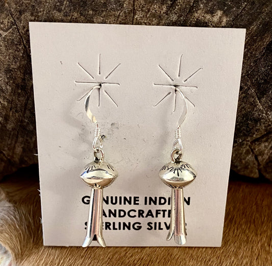 Sterling silver native made small hook blossom lightweight beautiful earrings. These simple but elegant earrings are perfect for everything from casual everyday wear to dressing up events.   Size: 1" Inch Length  Signed: Unsigned