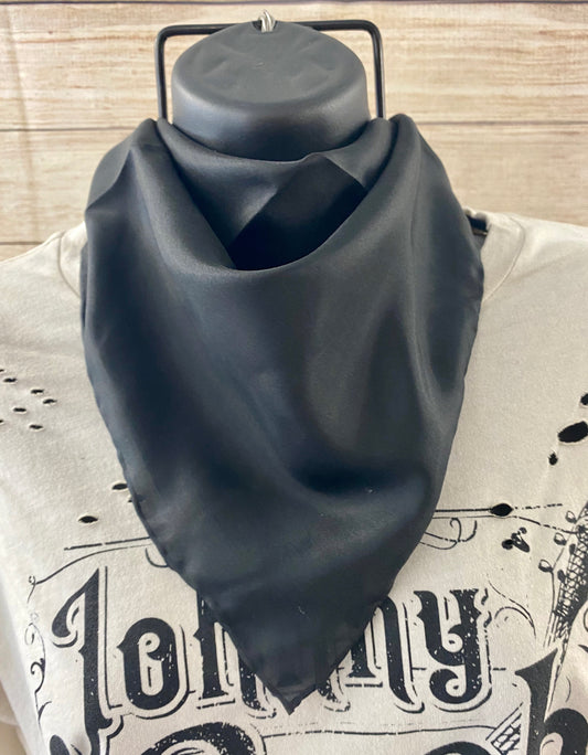 The Black Wild Rag - Ny Texas Style Boutique  Black 20” Inch 100% Silk Wild Rag Cowboy Scarves | Western Boutique Black Wild Rag | Rodeo Fashion | Western Accessories | Wyoming traders wild rags | black silk wild rag | silk wild rags made in USA